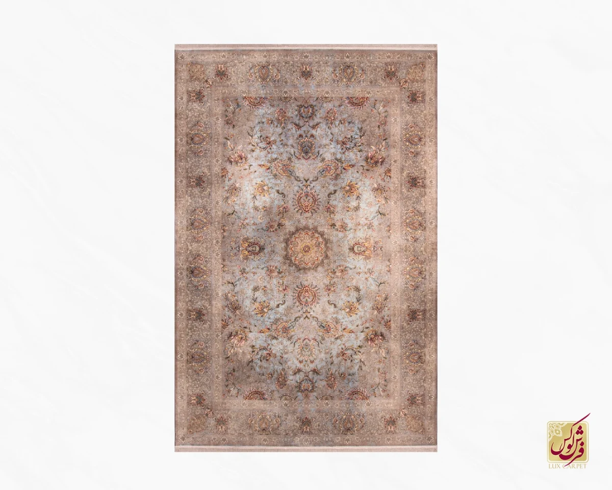 فرش ابریشم ماشینی 202734 نسکافه ای