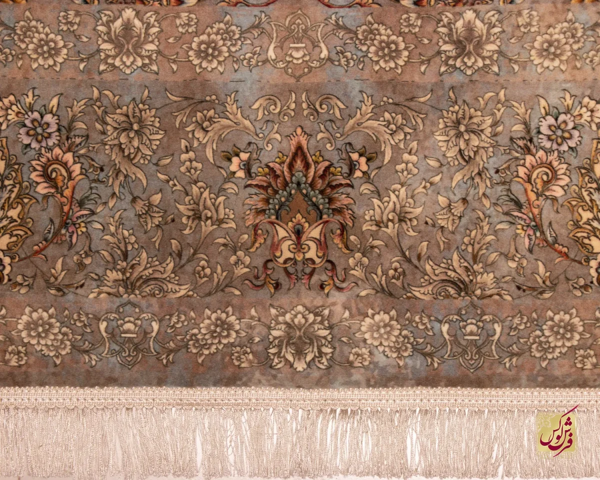 فرش ابریشم ماشینی 202734 نسکافه ای