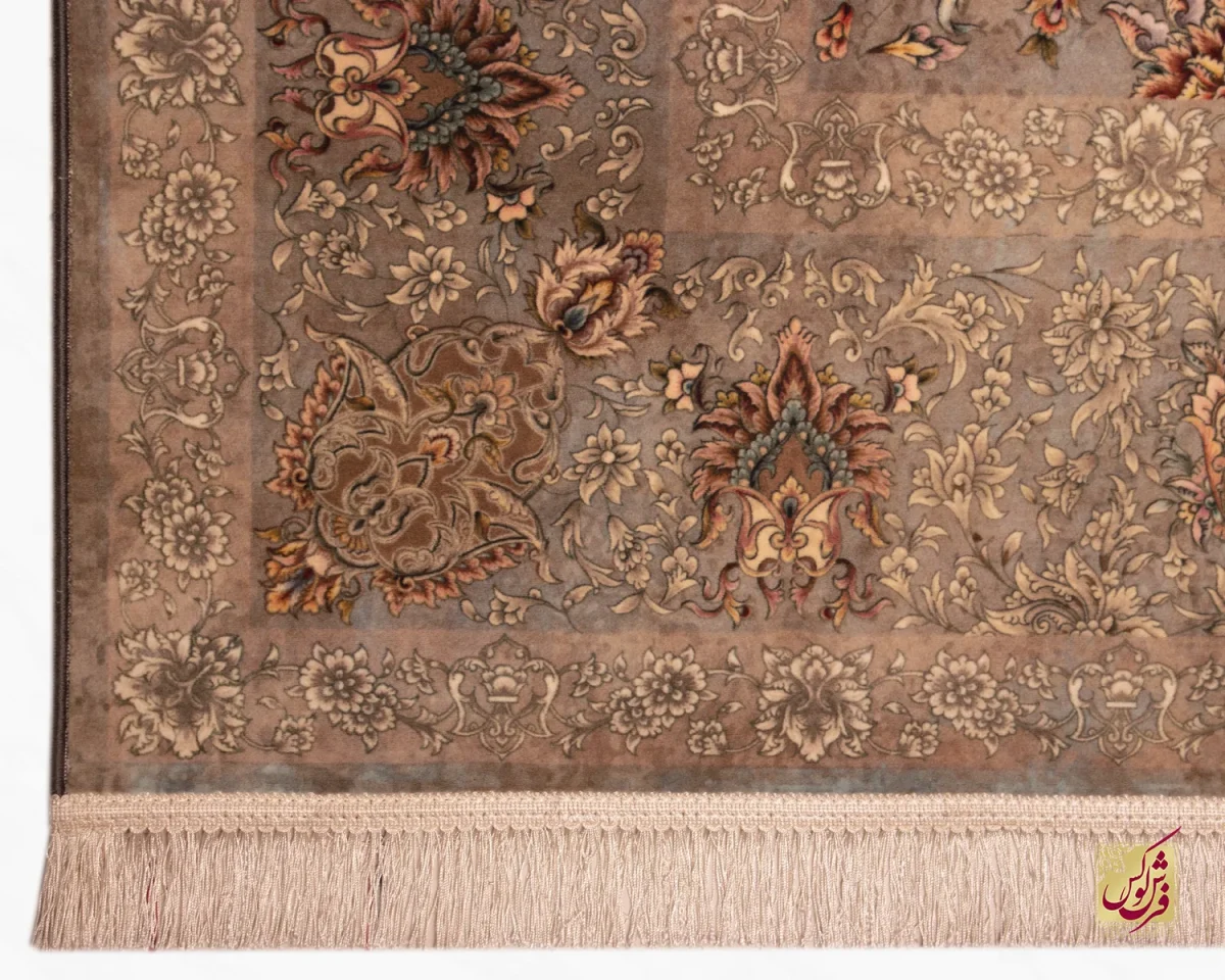 فرش ابریشم ماشینی 202734 نسکافه ای