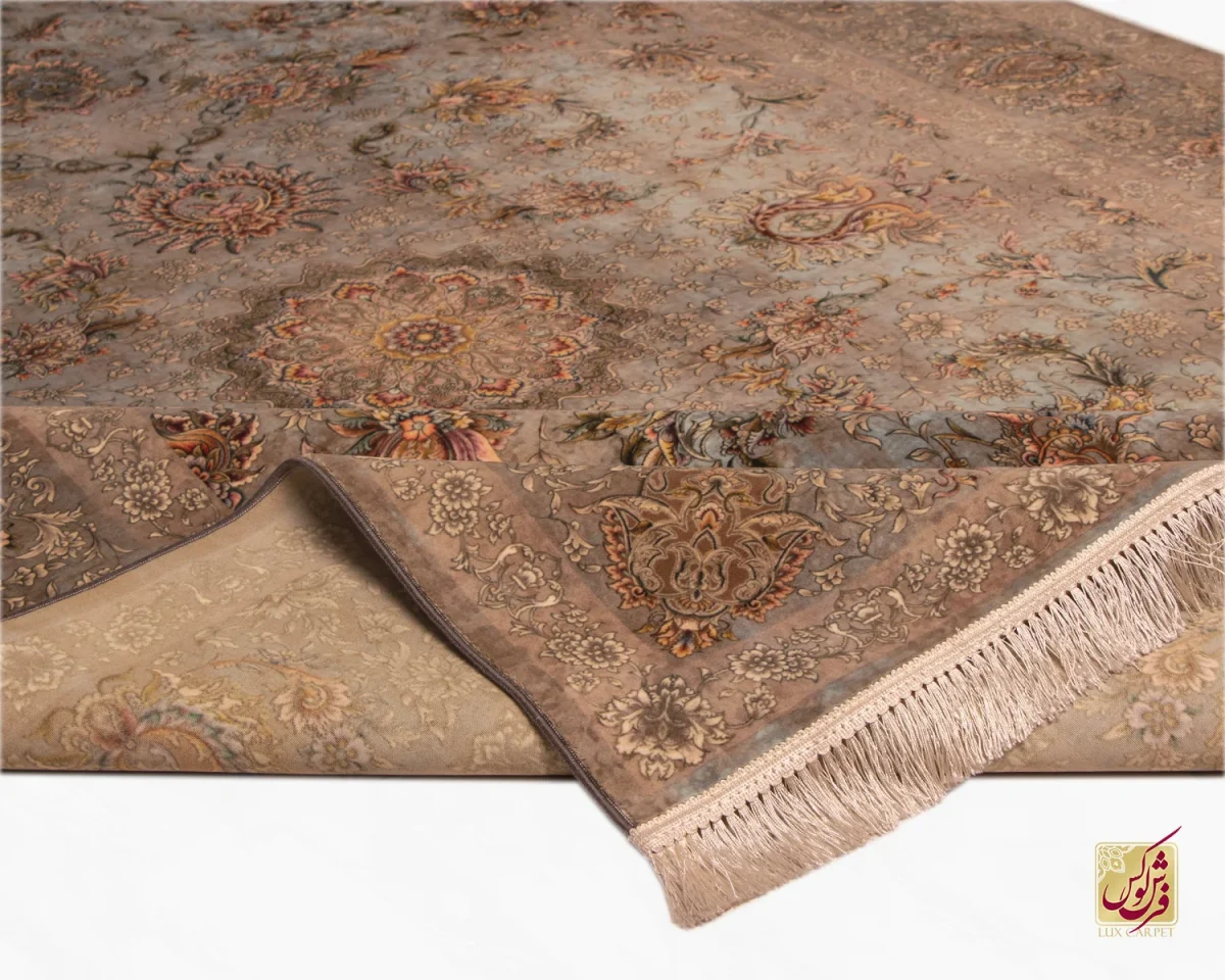 فرش ابریشم ماشینی 202734 نسکافه ای