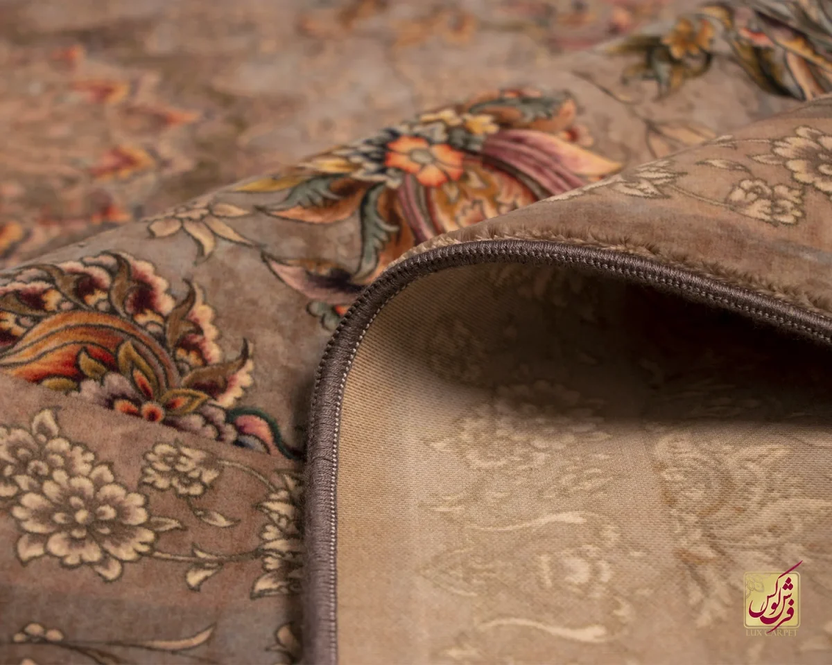 فرش ابریشم ماشینی 202734 نسکافه ای