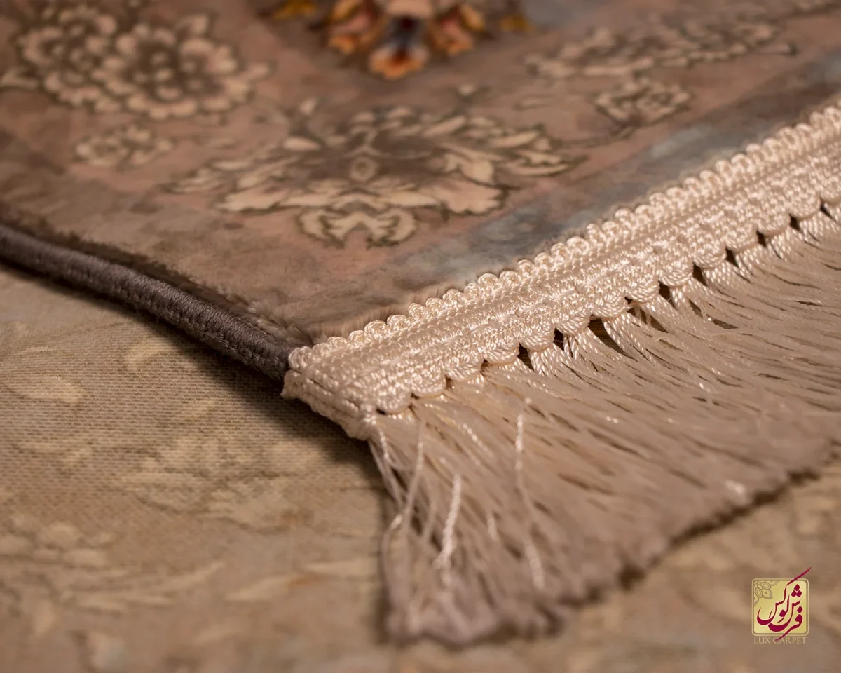 فرش ابریشم ماشینی 202734 نسکافه ای