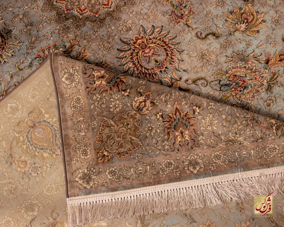 فرش ابریشم ماشینی 202734 نسکافه ای