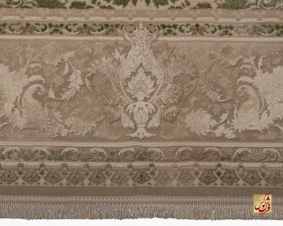 فرش وینتیج 3030 نسکافه‌ای سبز