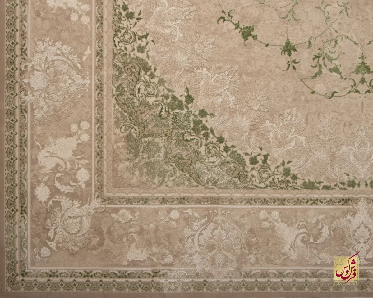 فرش وینتیج 3030 نسکافه‌ای سبز