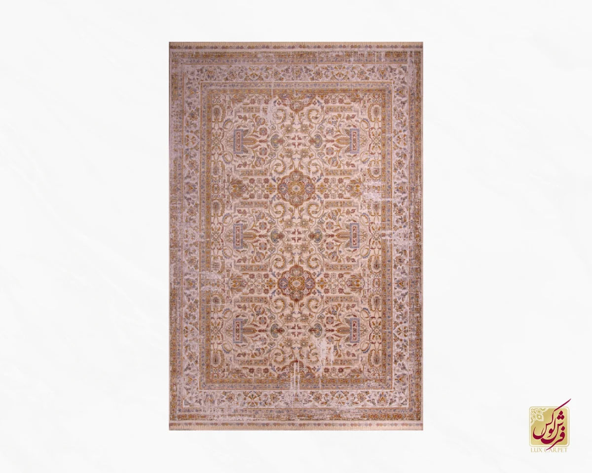 فرش وینتیج 60233 نسکافه ای کرم