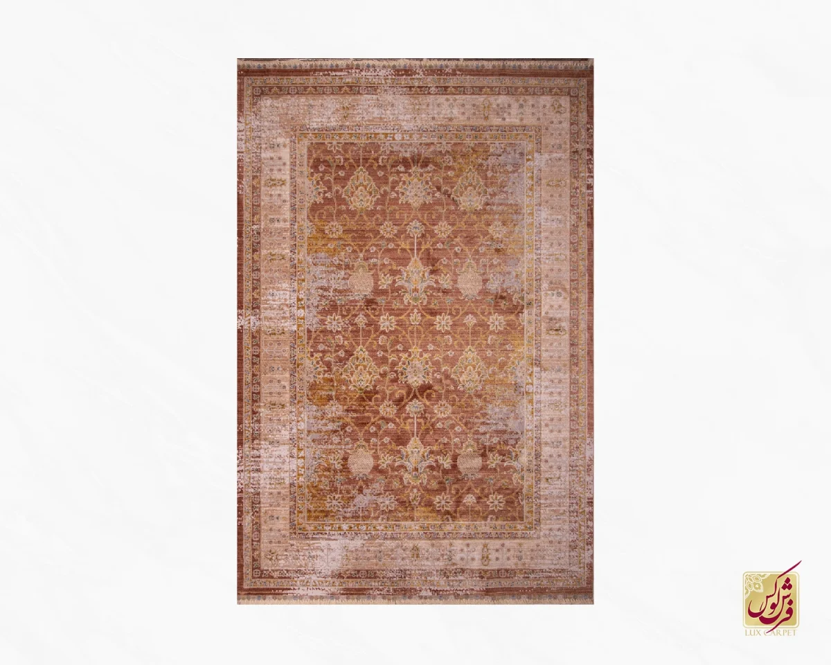 فرش وینتیج 60260 نسکافه ای آجری
