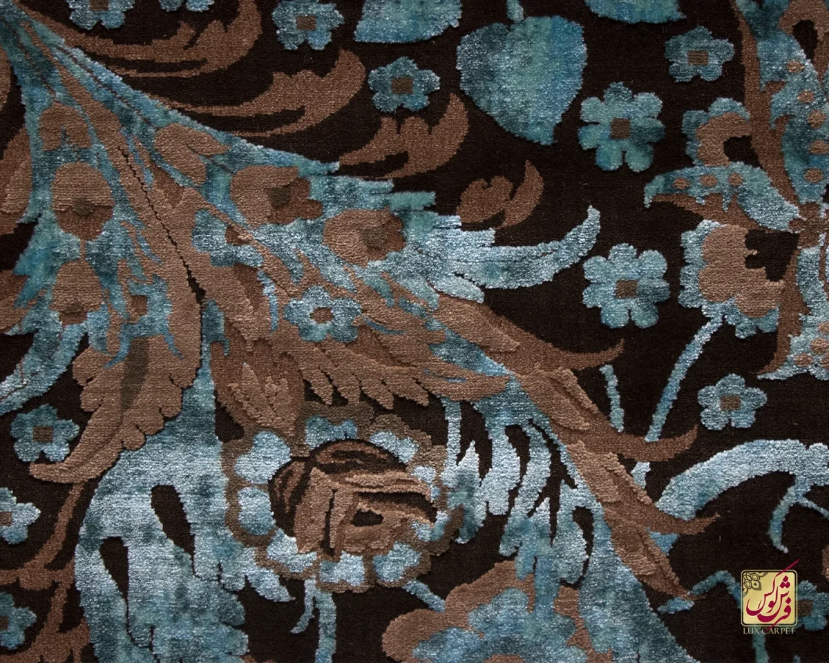 فرش لوکس d05 آبی آجری - تصویر 3