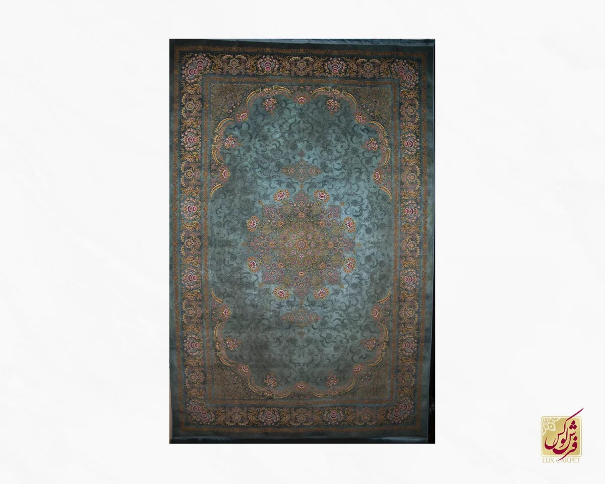 6متری (82) فرش لوکس 10092 فیروزه ای تمام رنگ - تصویر 1