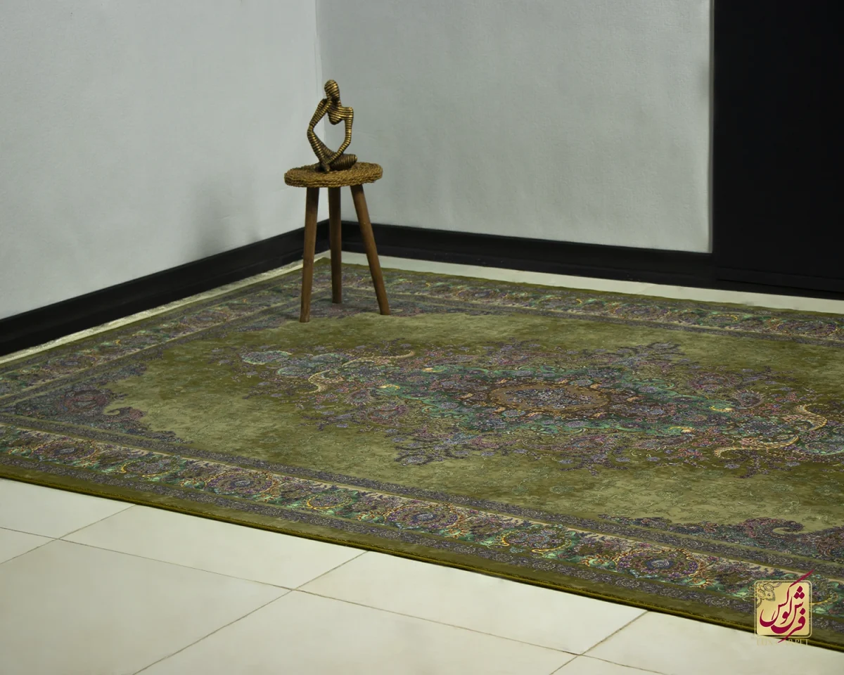 705060-e13 فرش ابریشم ماشینی 705060 سبز