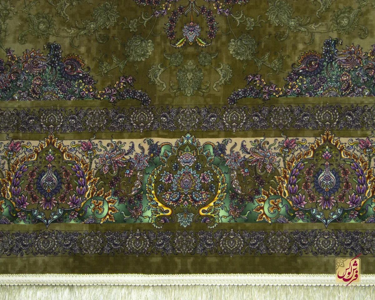 فرش ابریشم ماشینی 705060 سبز