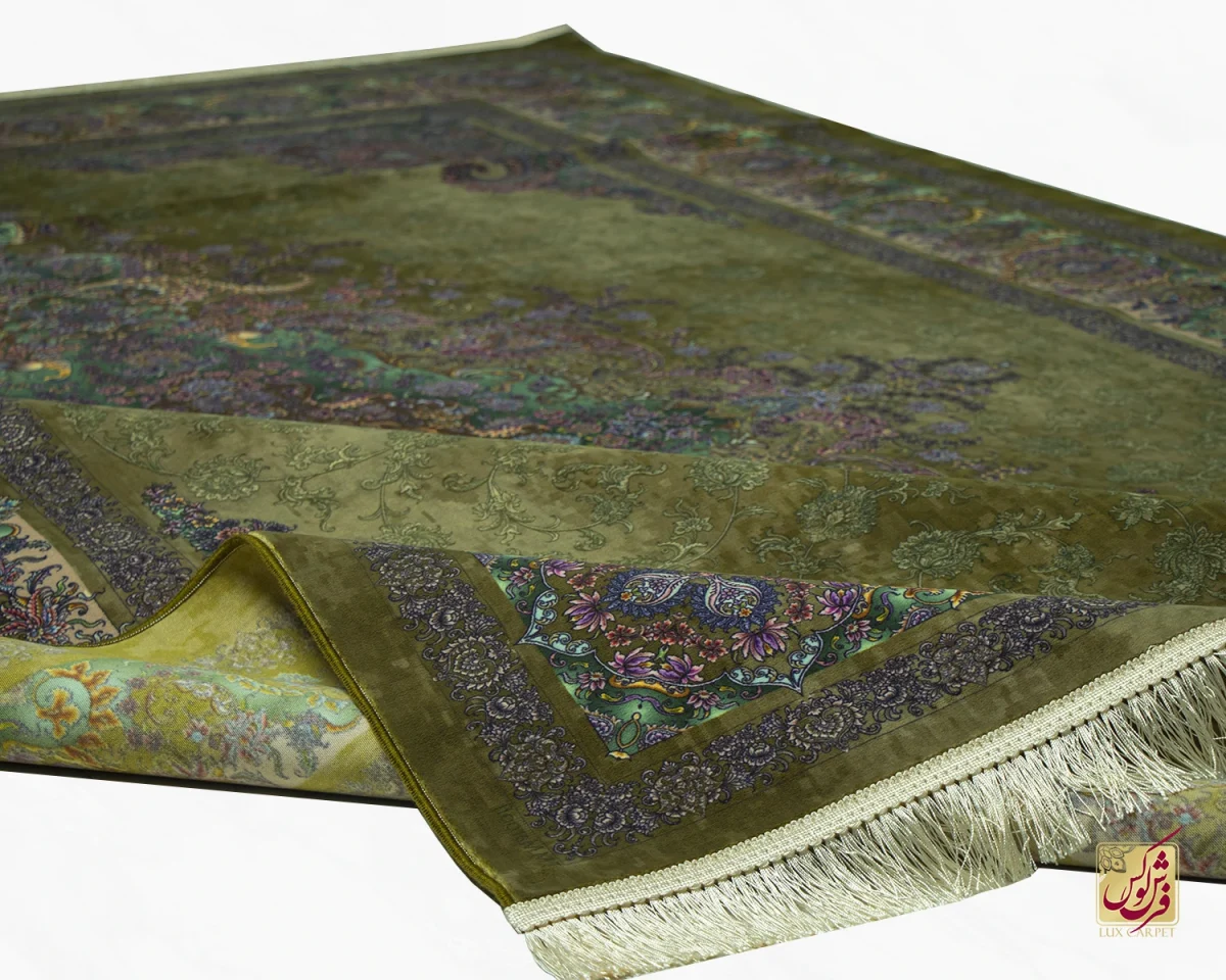 فرش ابریشم ماشینی 705060 سبز