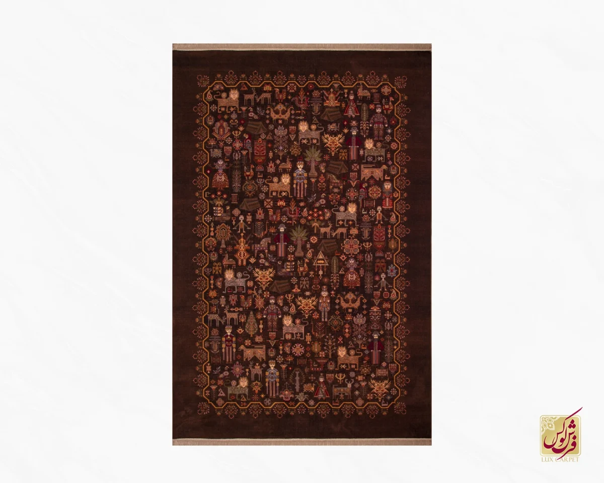 فرش ابریشم ماشینی ۷۳۰۸۰۰ قهوه ای