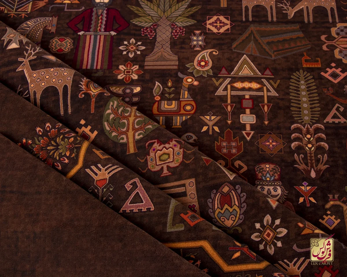 فرش ابریشم ماشینی ۷۳۰۸۰۰ قهوه ای