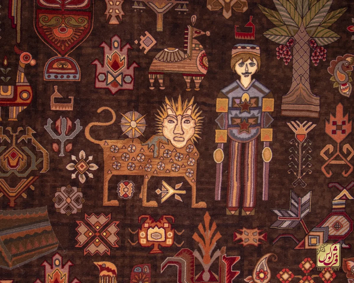 فرش ابریشم ماشینی ۷۳۰۸۰۰ قهوه ای