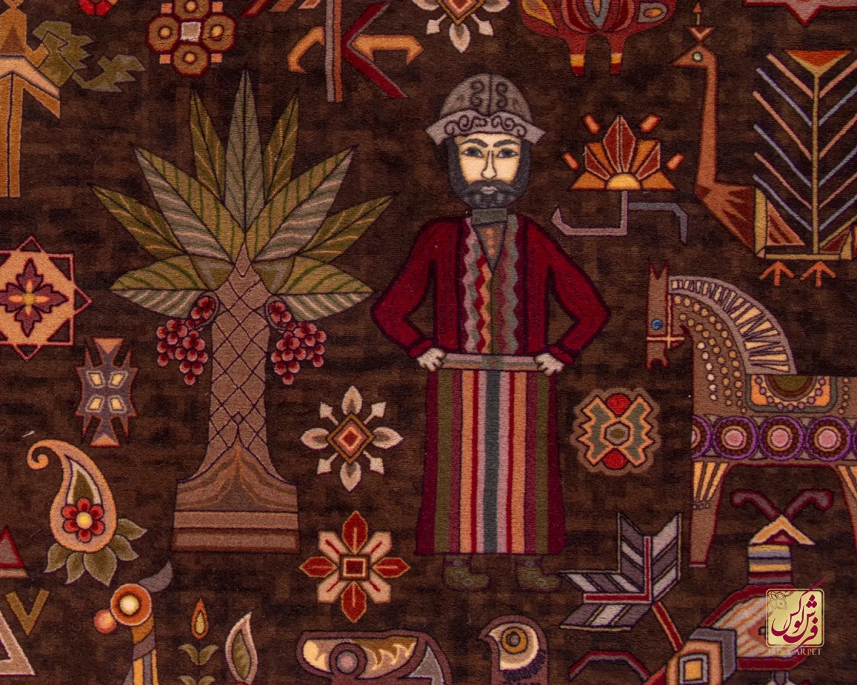 فرش ابریشم ماشینی ۷۳۰۸۰۰ قهوه ای