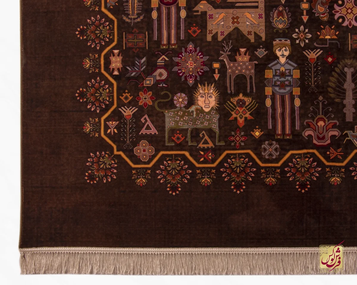 فرش ابریشم ماشینی ۷۳۰۸۰۰ قهوه ای