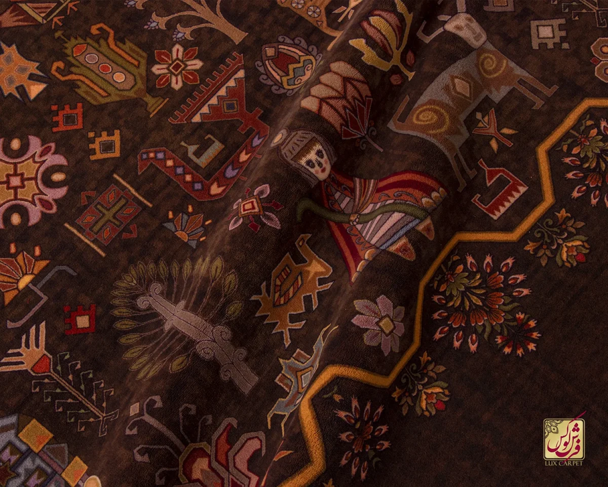 فرش ابریشم ماشینی ۷۳۰۸۰۰ قهوه ای