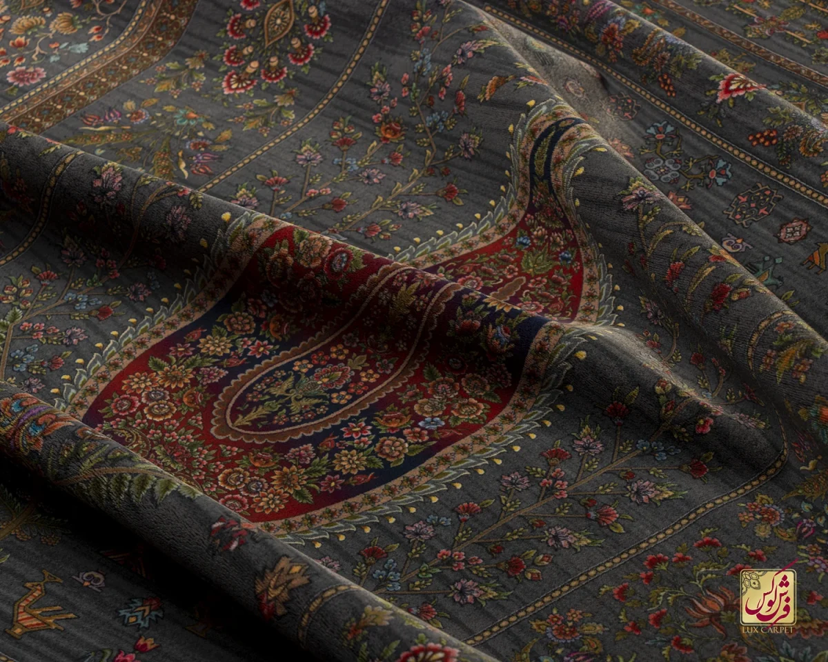 فرش ابریشم ماشینی 730900سرمه ای