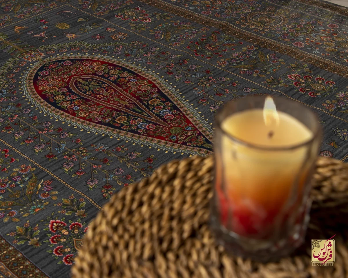 فرش ابریشم ماشینی 730900سرمه ای