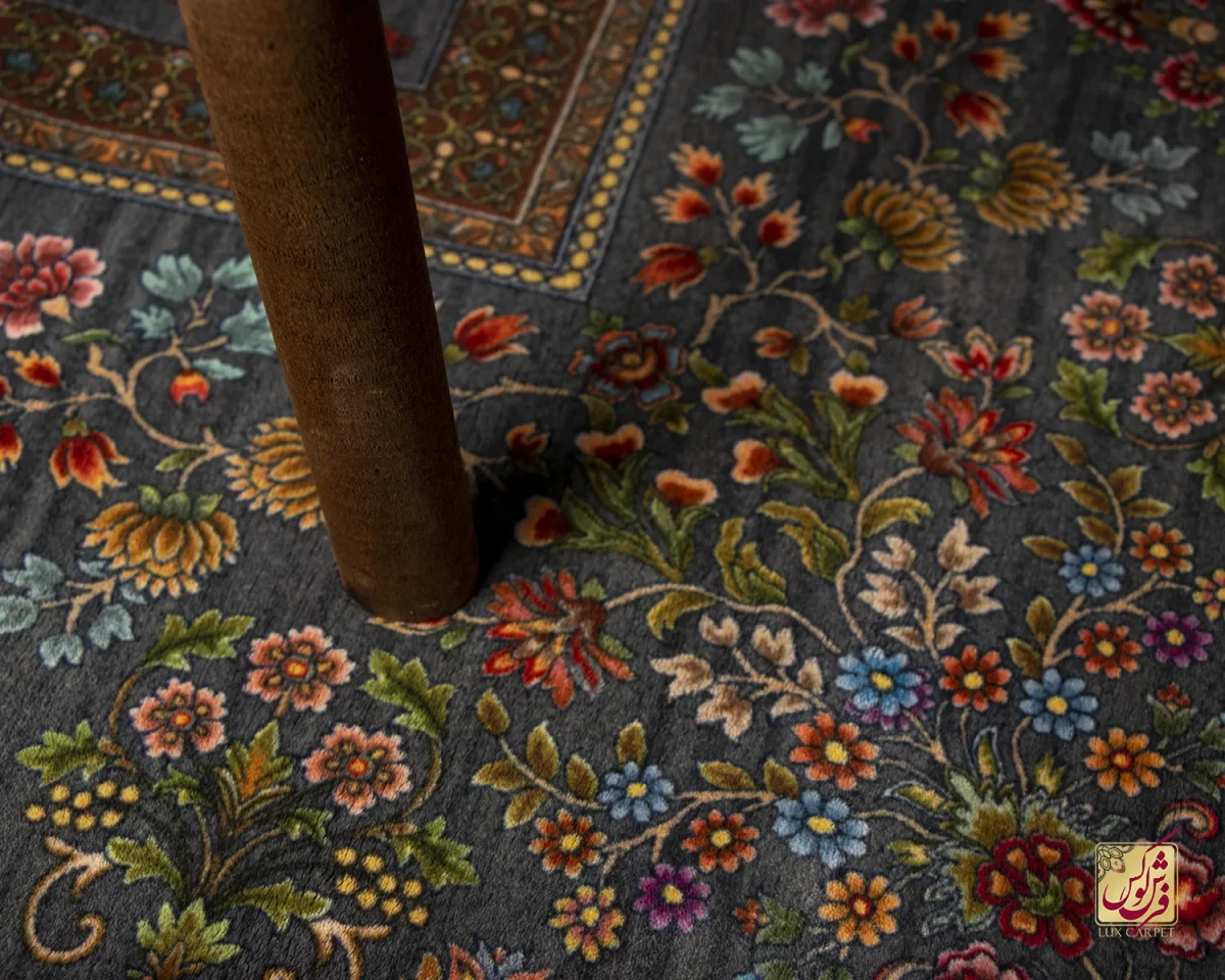 فرش ابریشم ماشینی 730900سرمه ای