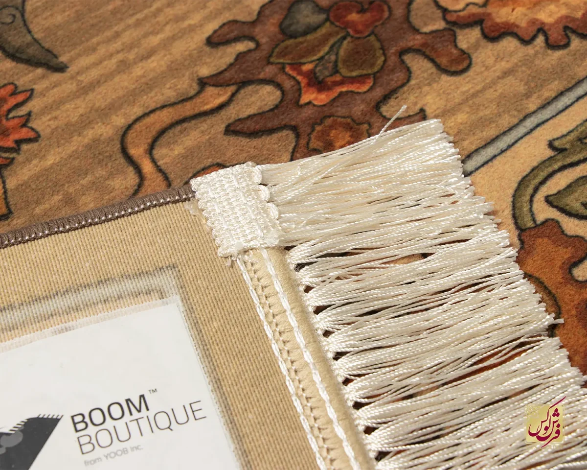 فرش ابریشم ماشینی 740601 قهوی کرم