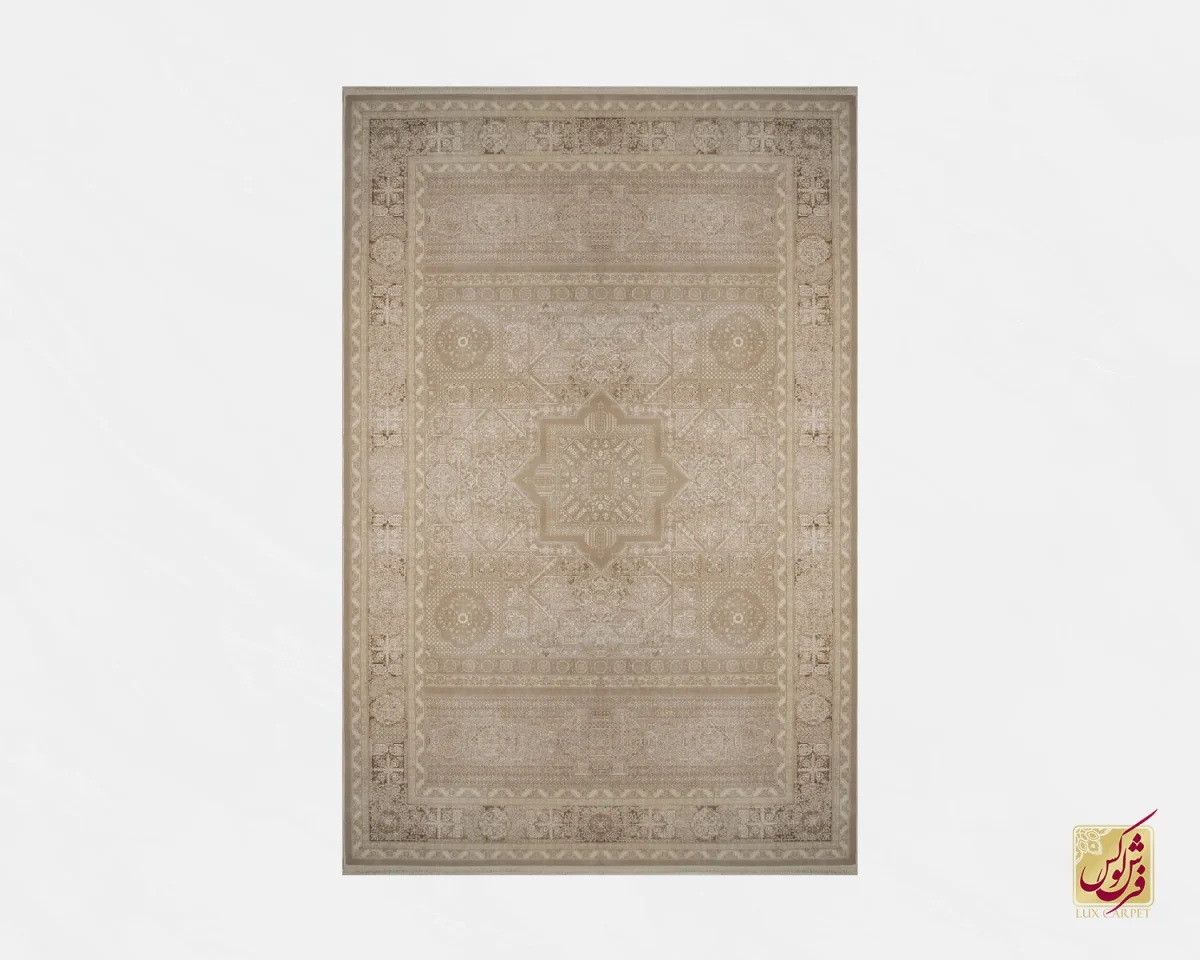 FLORA-3065-e فرش وینتیج 3065 نسکافهای کرم