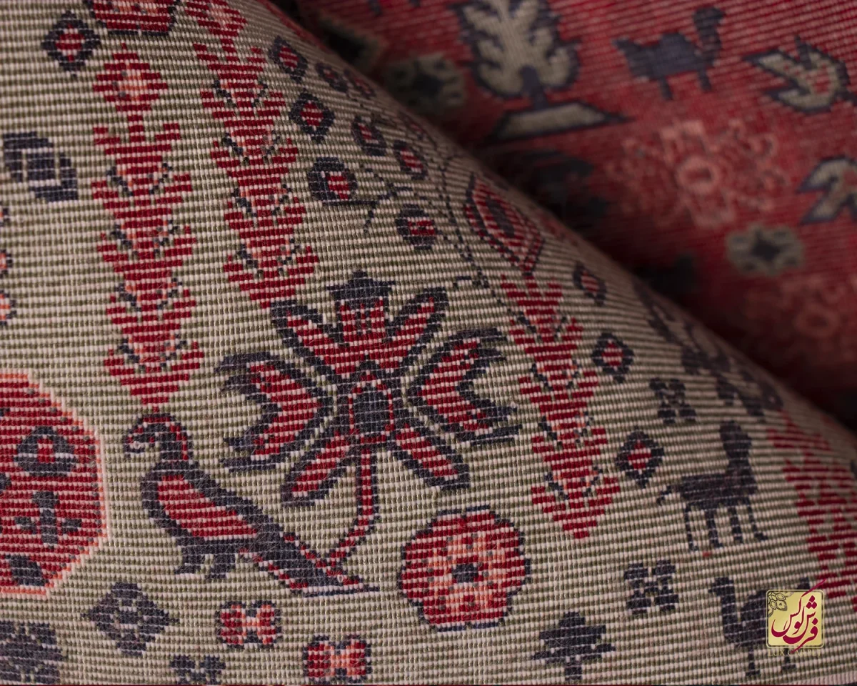 فرش وینتیج درختی LG قرمز سبز