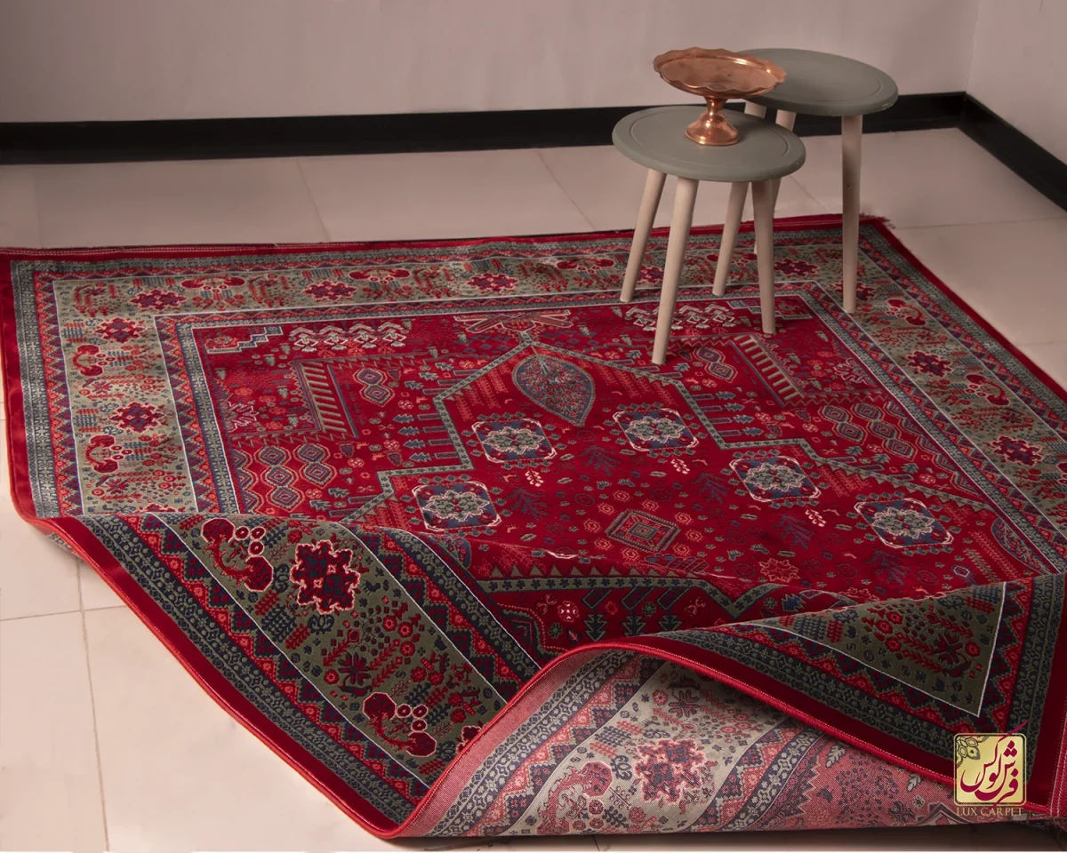 فرش وینتیج درختی LG قرمز سبز