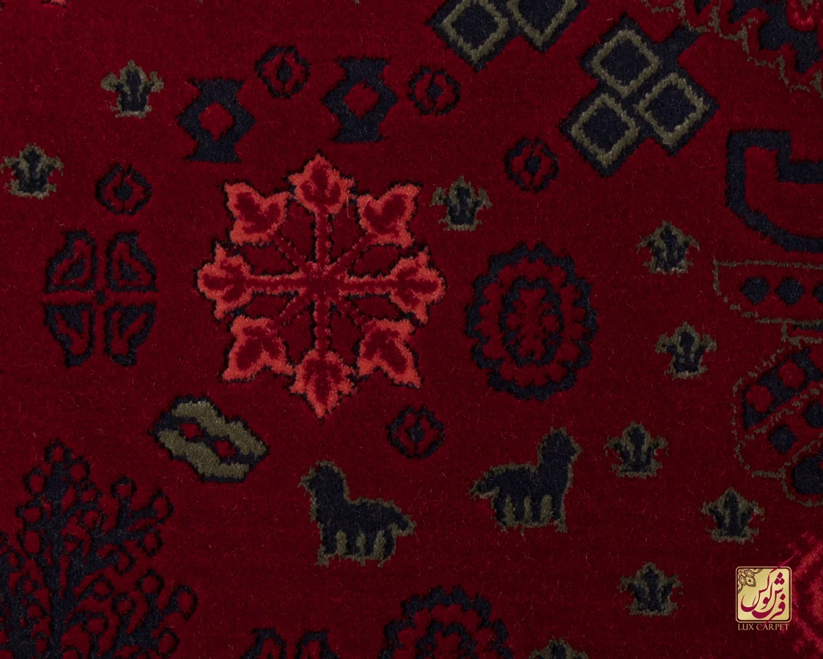 فرش وینتیج درختی LG قرمز سبز