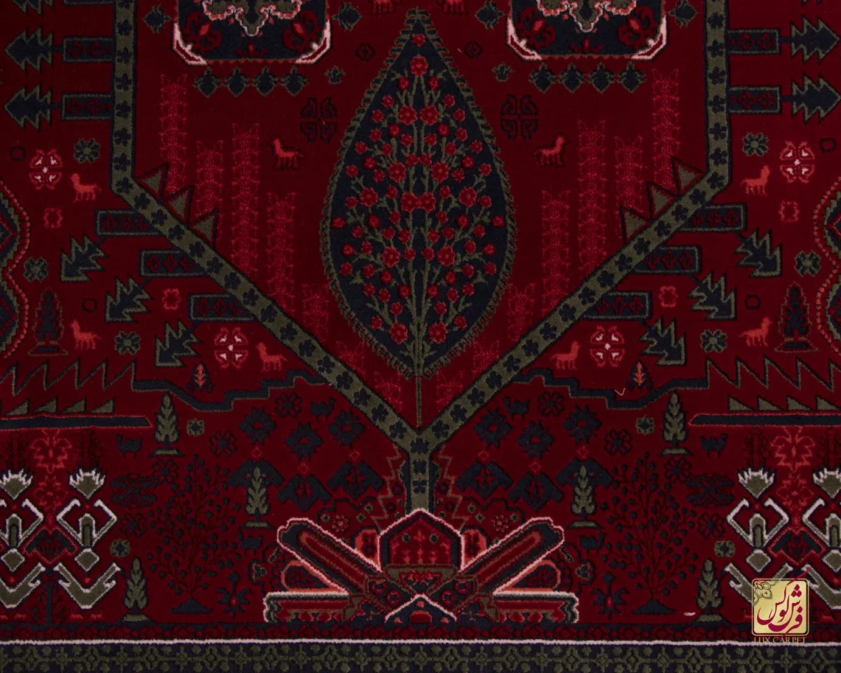 فرش وینتیج درختی LG قرمز سبز