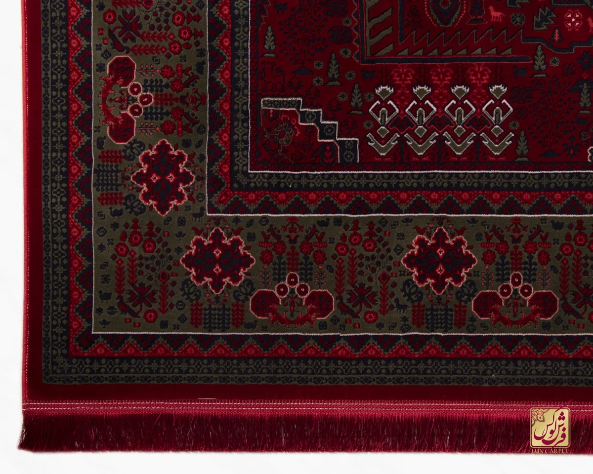 فرش وینتیج درختی LG قرمز سبز