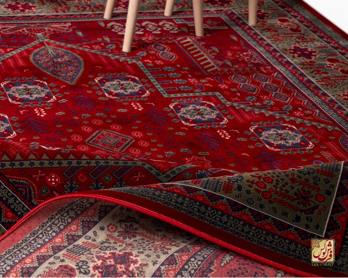 فرش وینتیج درختی LG قرمز سبز