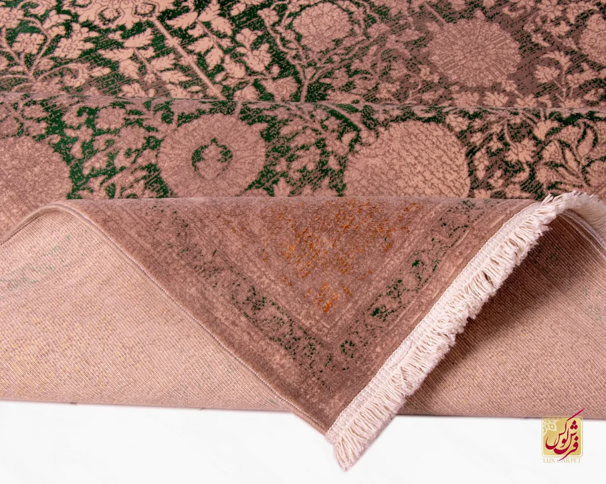 فرش وینتیج HR 165 نسکافه‌ای سبز