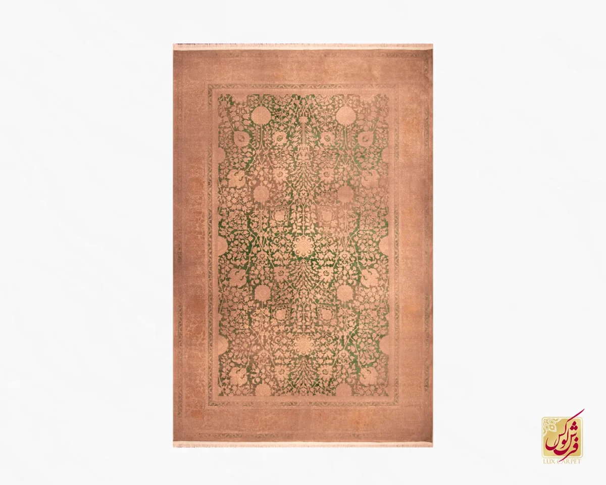 فرش وینتیج HR 165 نسکافه‌ای سبز
