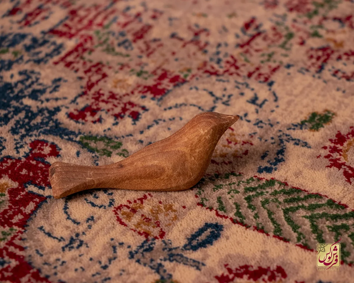 فرش وینتیج HR 187 نسکافه‌ای قرمز