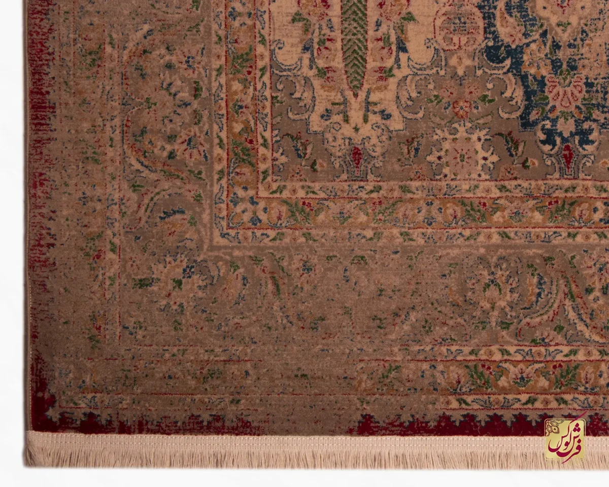 فرش وینتیج HR 187 نسکافه‌ای قرمز