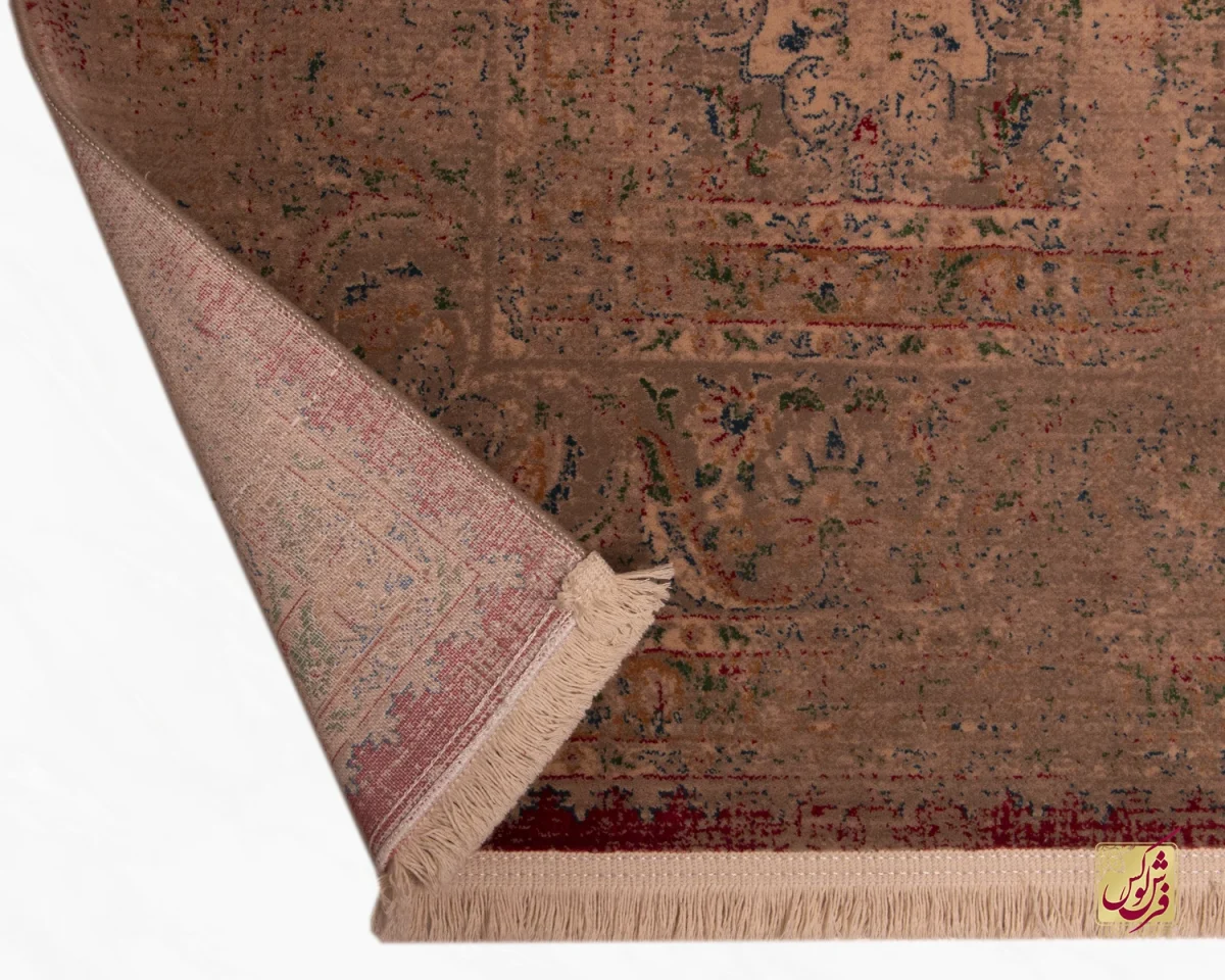 فرش وینتیج HR 187 نسکافه‌ای قرمز