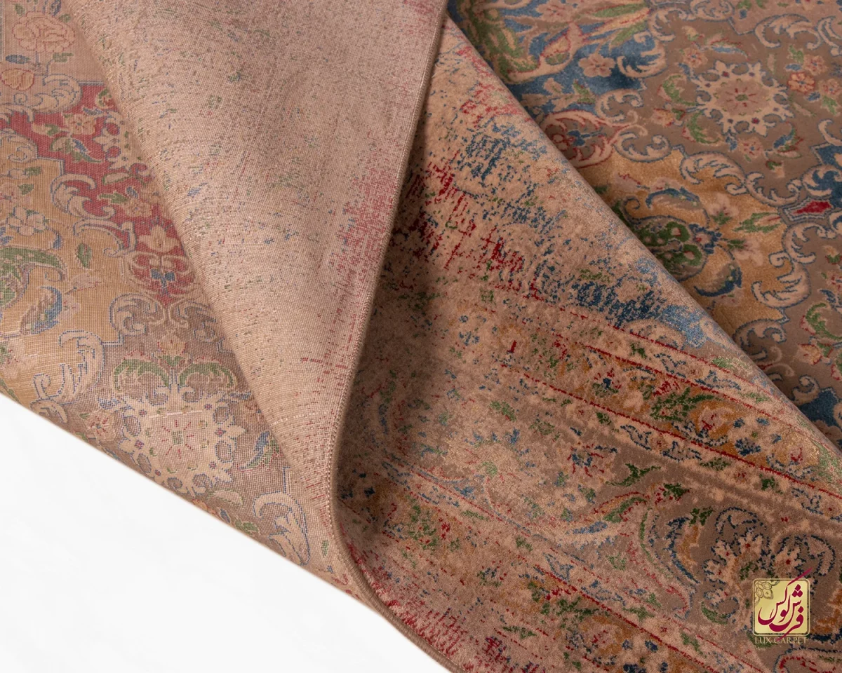 فرش وینتیج HR 187 نسکافه‌ای قرمز