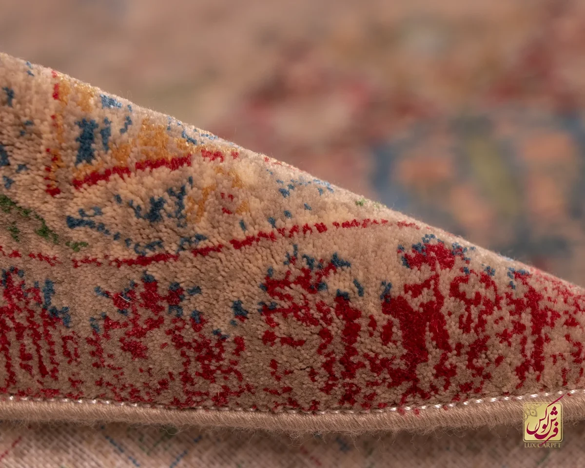 فرش وینتیج HR 187 نسکافه‌ای قرمز