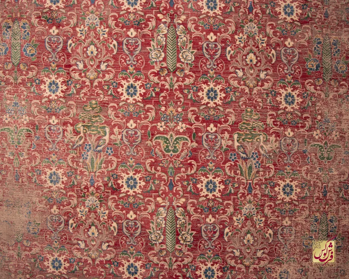 فرش وینتیج HR 189 نسکافه ای قرمز