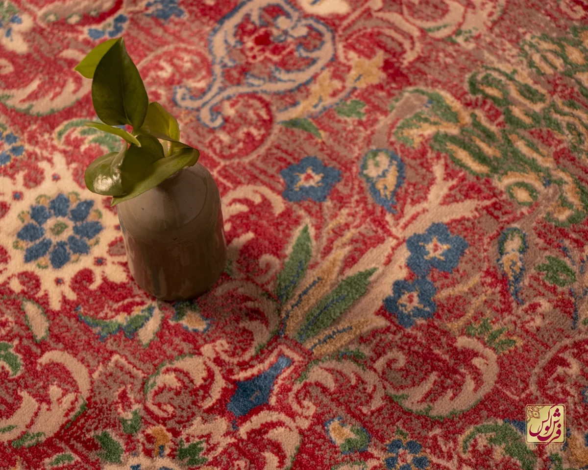فرش وینتیج HR 189 نسکافه ای قرمز
