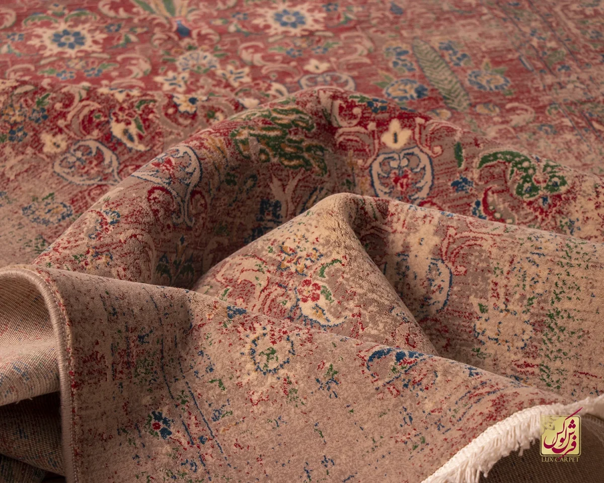 فرش وینتیج HR 189 نسکافه ای قرمز