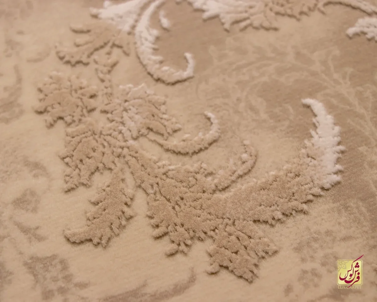 فرش وینتیج 3018 نسکافه‌ای کرم حاشیه طلایی - تصویر 9