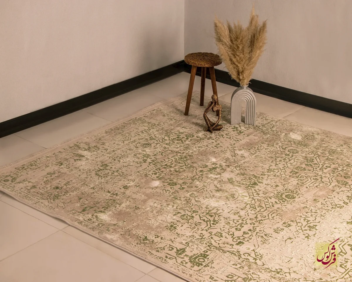 3050-2 فرش وینتیج 3050 نسکافهای سبز - تصویر 1