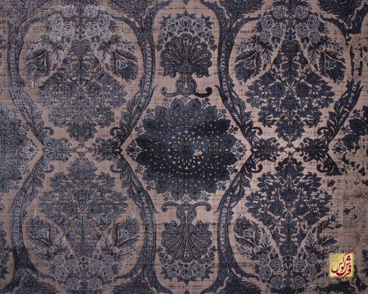 فرش وینتیج 49924 نسکافه‌ای آبی - تصویر 3