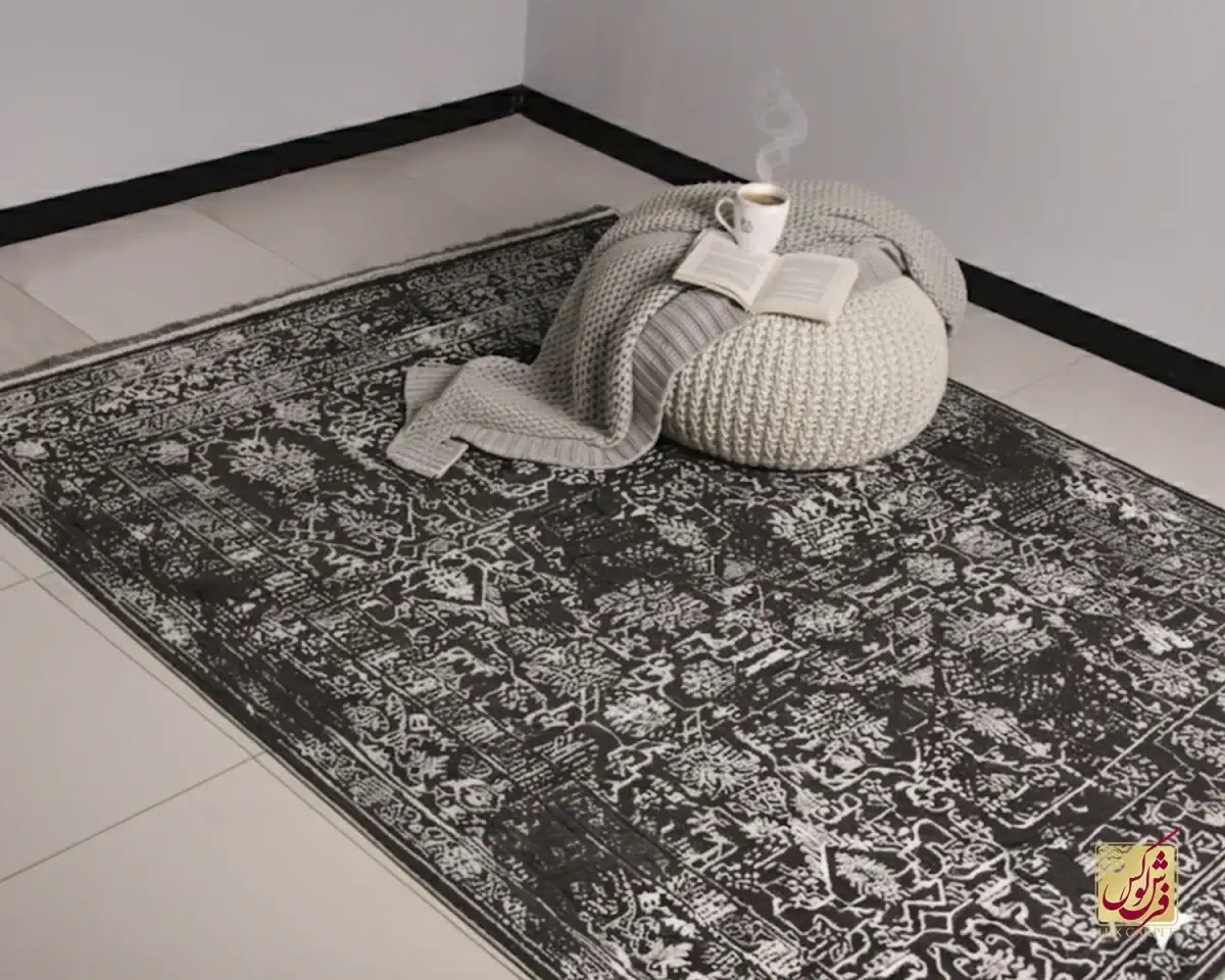 فرش وینتیج 9018 طوسی کرم - تصویر 1