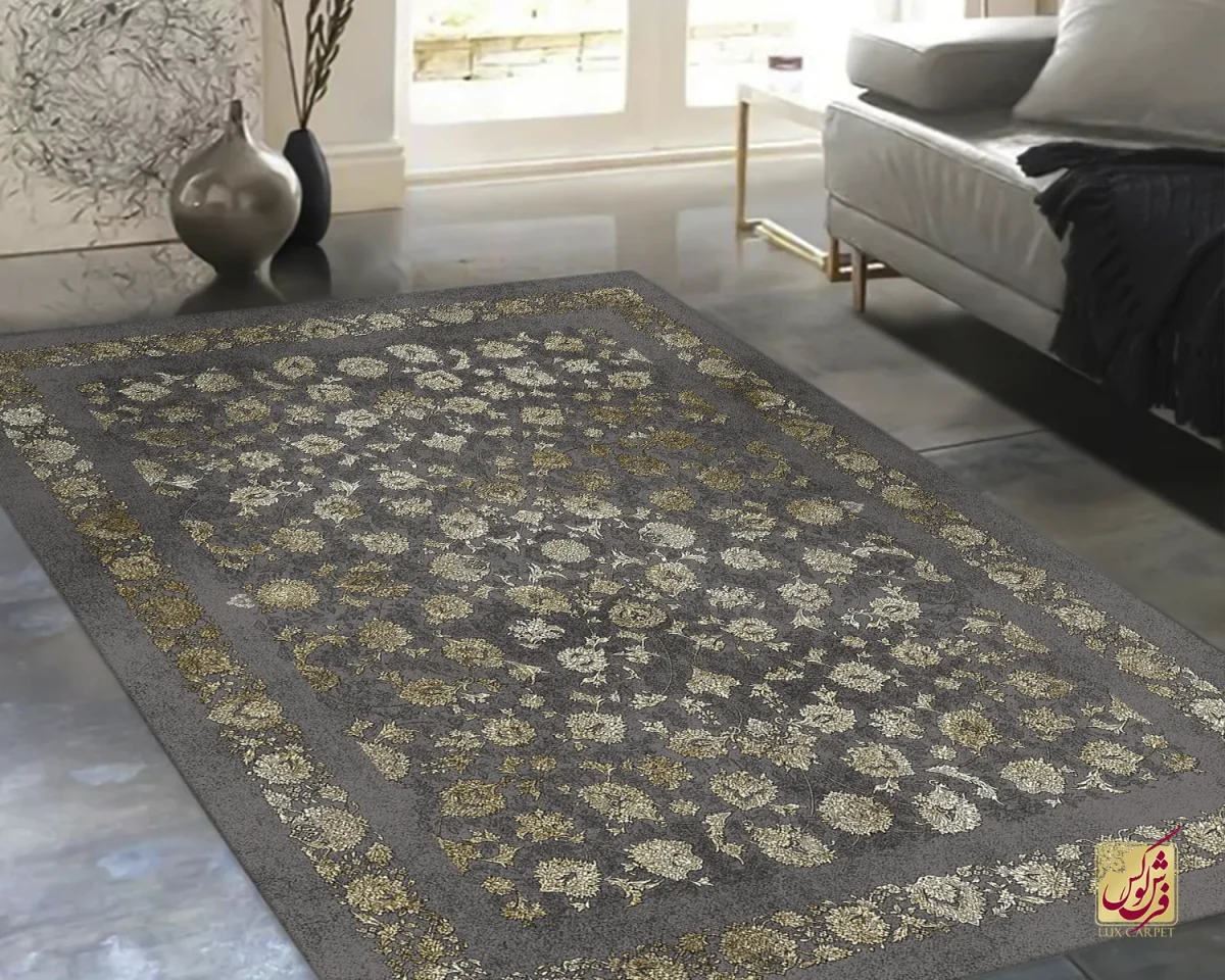 NOGHREI-4 فرش کلاسیک 6018 نقره ای طلایی - تصویر 1