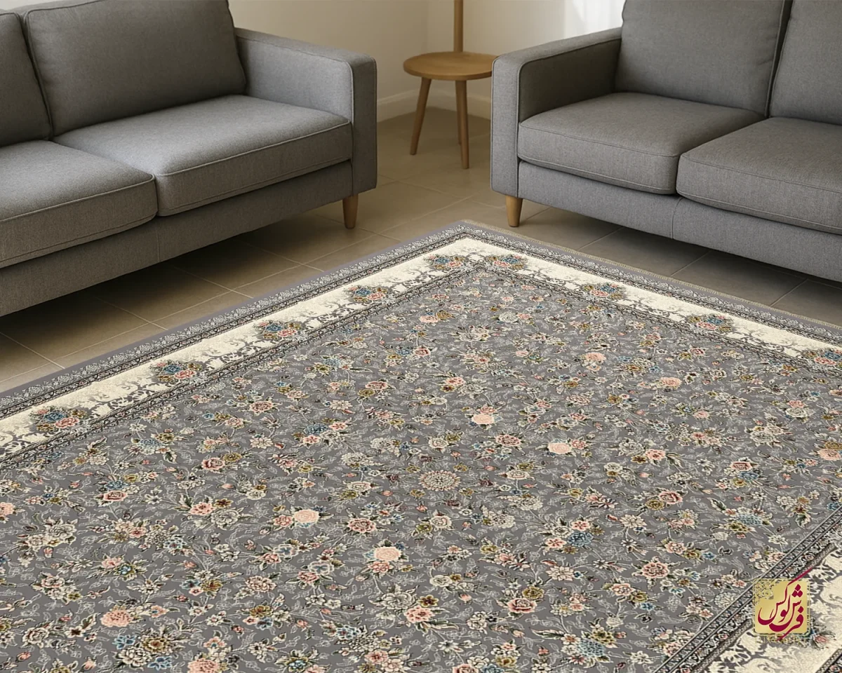 NOGHREI-4 فرش کلاسیک 7001 نقره ای کرم - تصویر 1