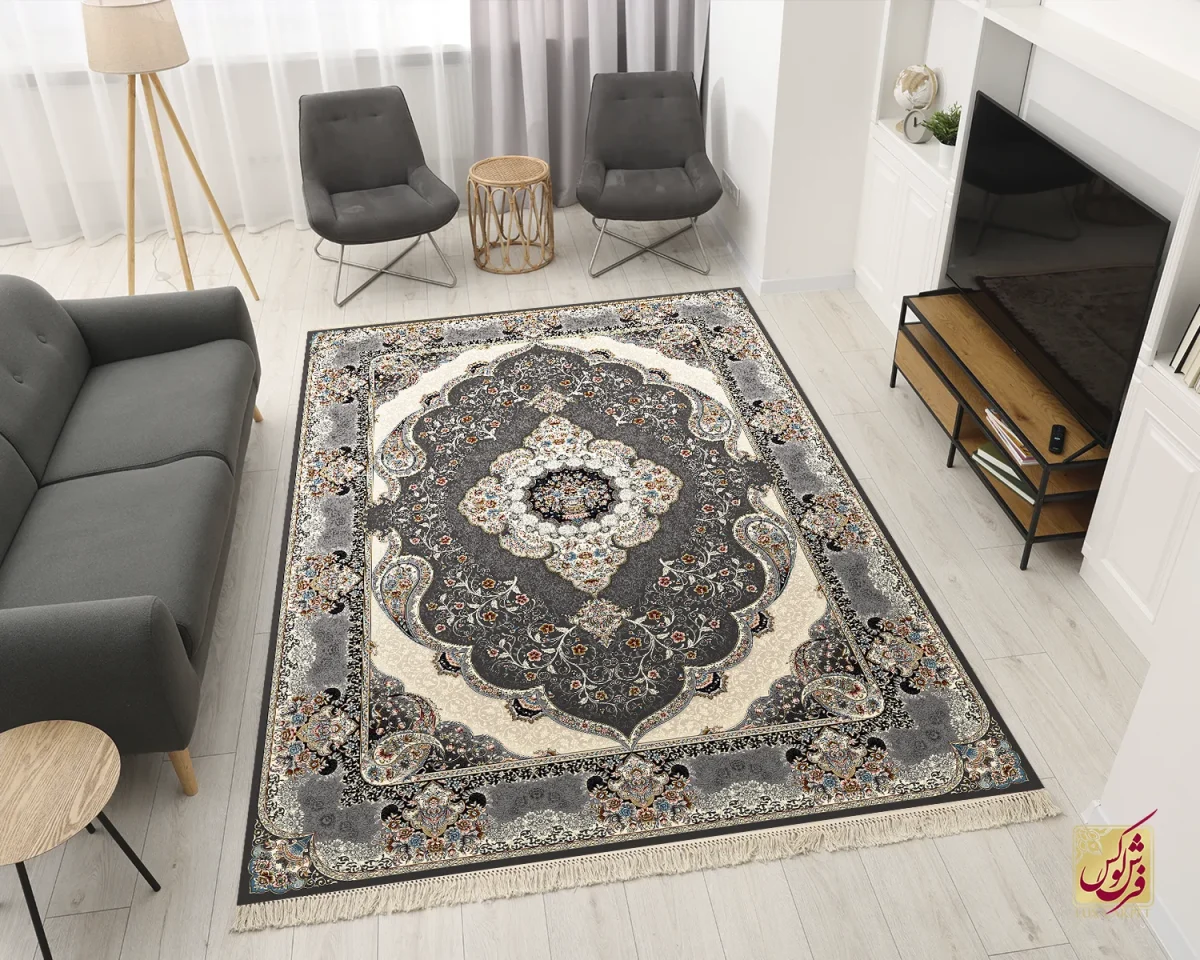 NOGHREI-4 فرش کلاسیک 7005 نقره ای طوسی - تصویر 1